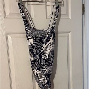 Nautica Blue and White One Piece Swimsuit Classic Cut